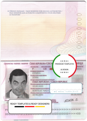 Czech passport template in PSD format, fully editable