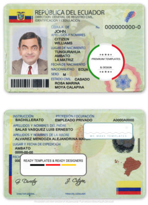 Ecuador ID template in PSD format, fully editable