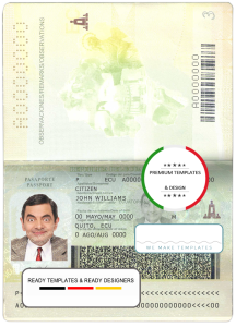 Ecuador passport template in PSD format