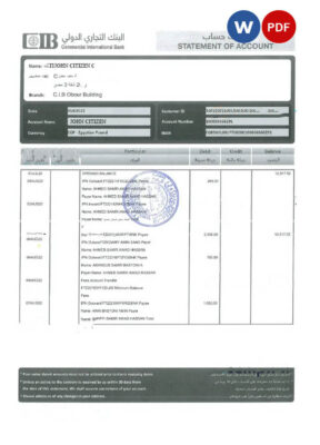 EGYPT CIB bank statement Word and PDF template