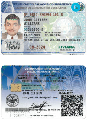 EL SALVADOR driving license PSD template