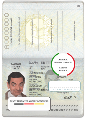 Eritrea passport template in PSD format, fully editable