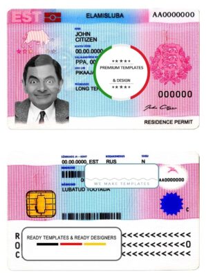 Estonia residence permit template in PSD format, fully editable