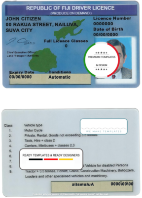 Fiji driving license template in PSD format, fully editable