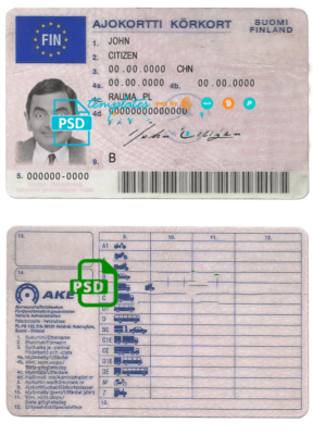 Finland driving license template in PSD format, fully editable