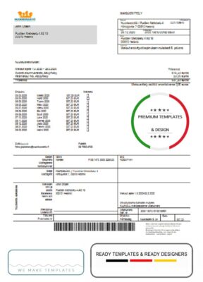 Finland Nuorisosäätiö Youth Foundation bill template in Word and PDF format