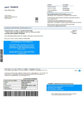 Finland Oomi Palvelut Oy electricity utility bill template in Word and PDF format