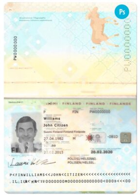 Finland passport template in PSD format, 2012 – 2017