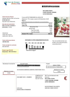 France Gaz de France Dolcevita utility bill template in Word and PDF format