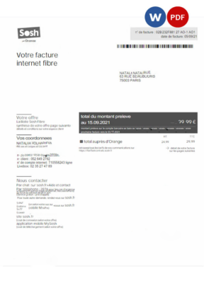 FRANCE SOSH utility bill Word and PDF template