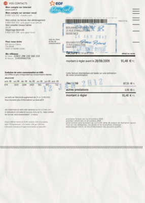 French Utility Bill Template V2 : French Proof of address template