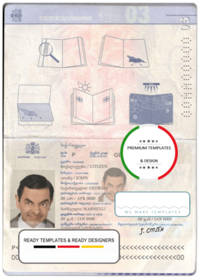 Georgia passport template in PSD format, fully editable