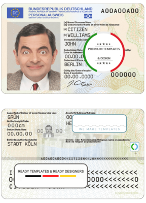 Germany ID template in PSD format, fully editable, with all fonts (2021 – present)