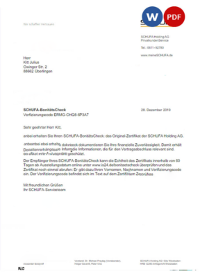 Germany Schufa utility bill Word and PDF template