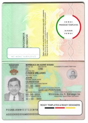 Guinea-Bissau passport template in PSD format, fully editable