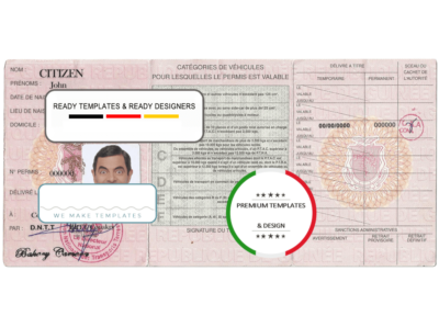 Guinea driving license template in PSD format, fully editable