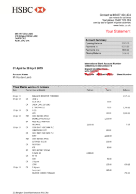 HSBC Bank Statement Psd Template – 4 pages