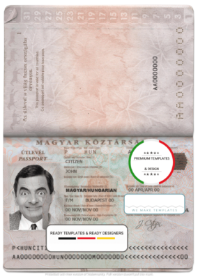 Hungary passport template in PSD format