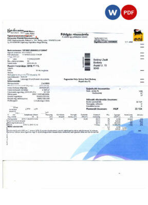 HUNGARY TIGAZ utility bill Word and PDF template