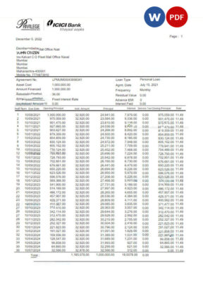 INDIA ICICI rivilege banking statement Word and PDF template