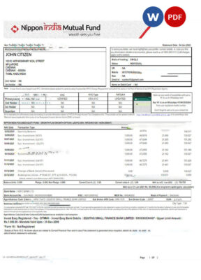 INDIA NIPPON bank statement Word and PDF template