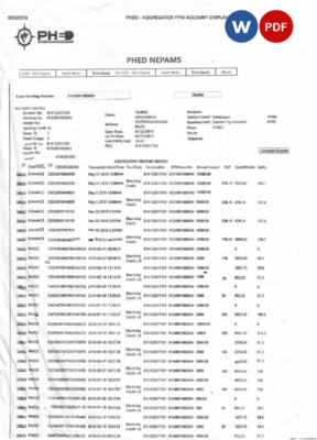 INDIA PHED utility bill Word and PDF template