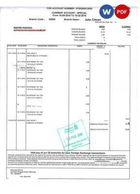 INDIA STANDARD CHARTERED bank statement Word and PDF template, version 2