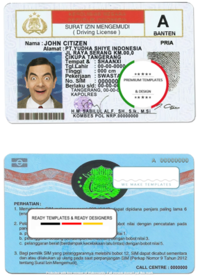 Indonesia driving license template in PSD format, fully editable