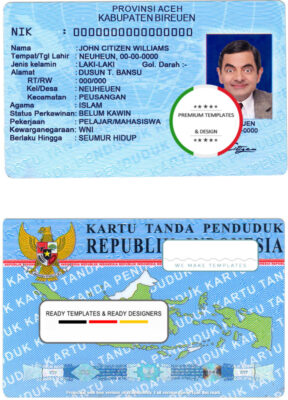 Indonesia ID template in PSD format (2016 – present)