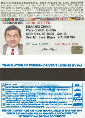 INTERNATIONAL driver’s license PSD template, with fonts