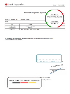 Israel Bank Hapoalim Account Management Approval template in Word and PDF format