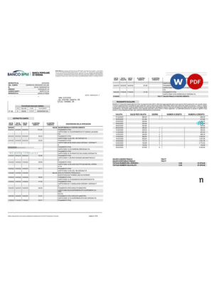 Italy Banco BPM bank statement Word and PDF template, 8 pages