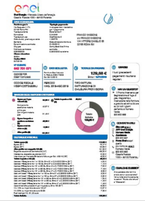 Italy Enel Energia utility bill template in Word and PDF format