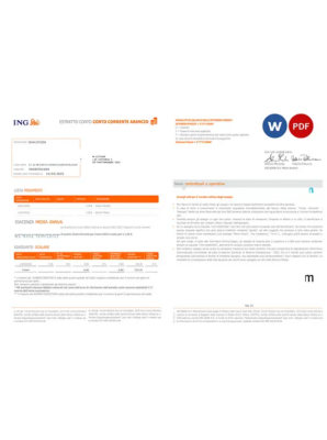 Italy ING bank statement Word and PDF template, 2 pages