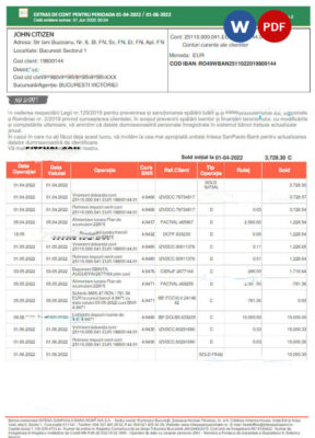 ITALY ISPRO bank statement Word and PDF template