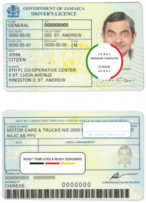 Jamaica driving license template in PSD format, fully editable