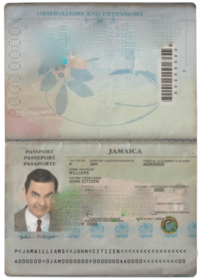 Jamaica passport template in PSD format, fully editable