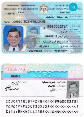 Jordan identity card PSD template, with fonts