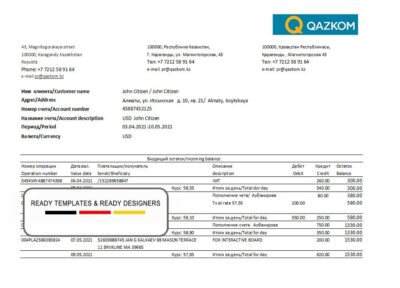 Kenya ABC Bank proof of address statement template in Word and PDF format, .doc and .pdf format