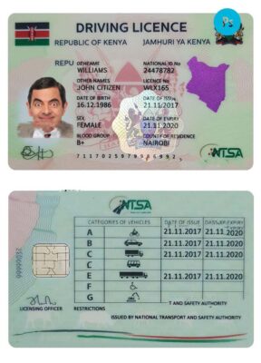 KENYA driving license PSD template, fully editable