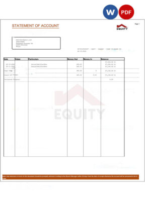 KENYA EQUITY bank statement Word and PDF template