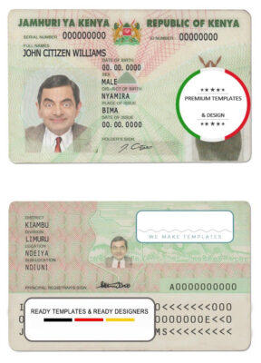 Kenya ID template in PSD format, fully editable