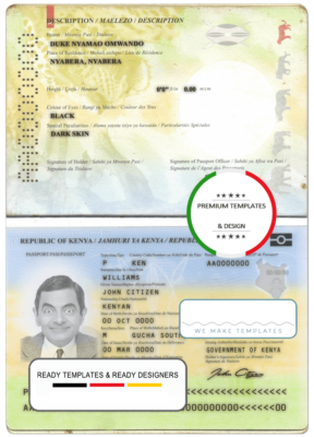 Kenya passport template in PSD format, fully editable (2017 – present)