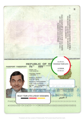 Kenya passport template in PSD format, fully editable