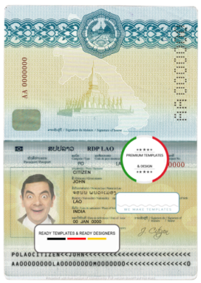 Laos passport template in PSD format