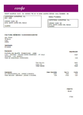 Latvia Renfe utility bill template in Word and PDF format