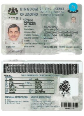 Lesotho driving license PSD template, with fonts