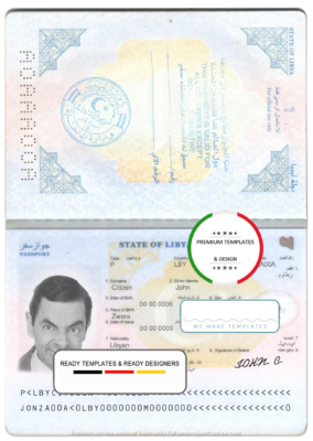 Libya passport template in PSD format, fully editable