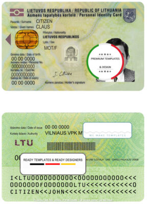 Lithuania ID template in PSD format, fully editable, with all fonts