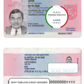 Lithuania (Litva) residence permit card template in PSD format, fully editable (2012 – 2020)